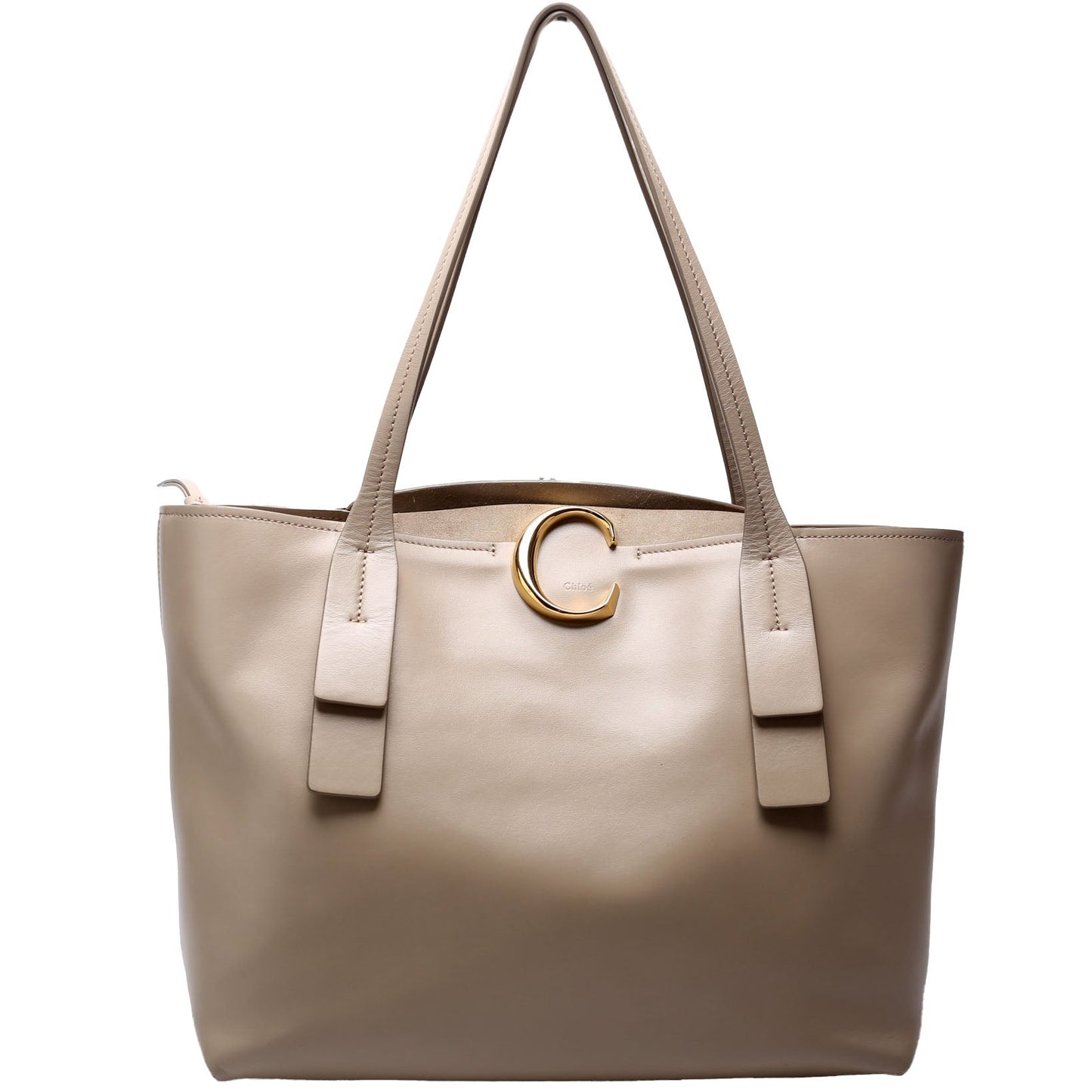 C Zipped Shopping Medium Leather Tote