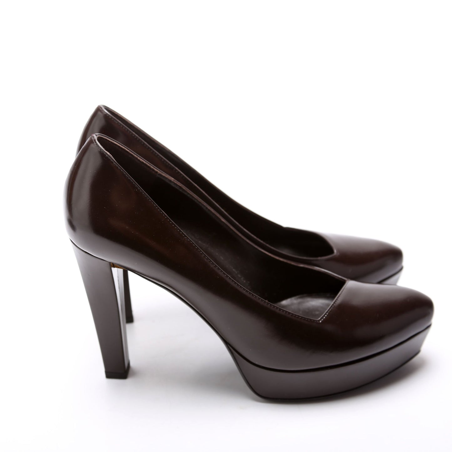 Gucci Brushed Leather Platform Pumps Size  Brown