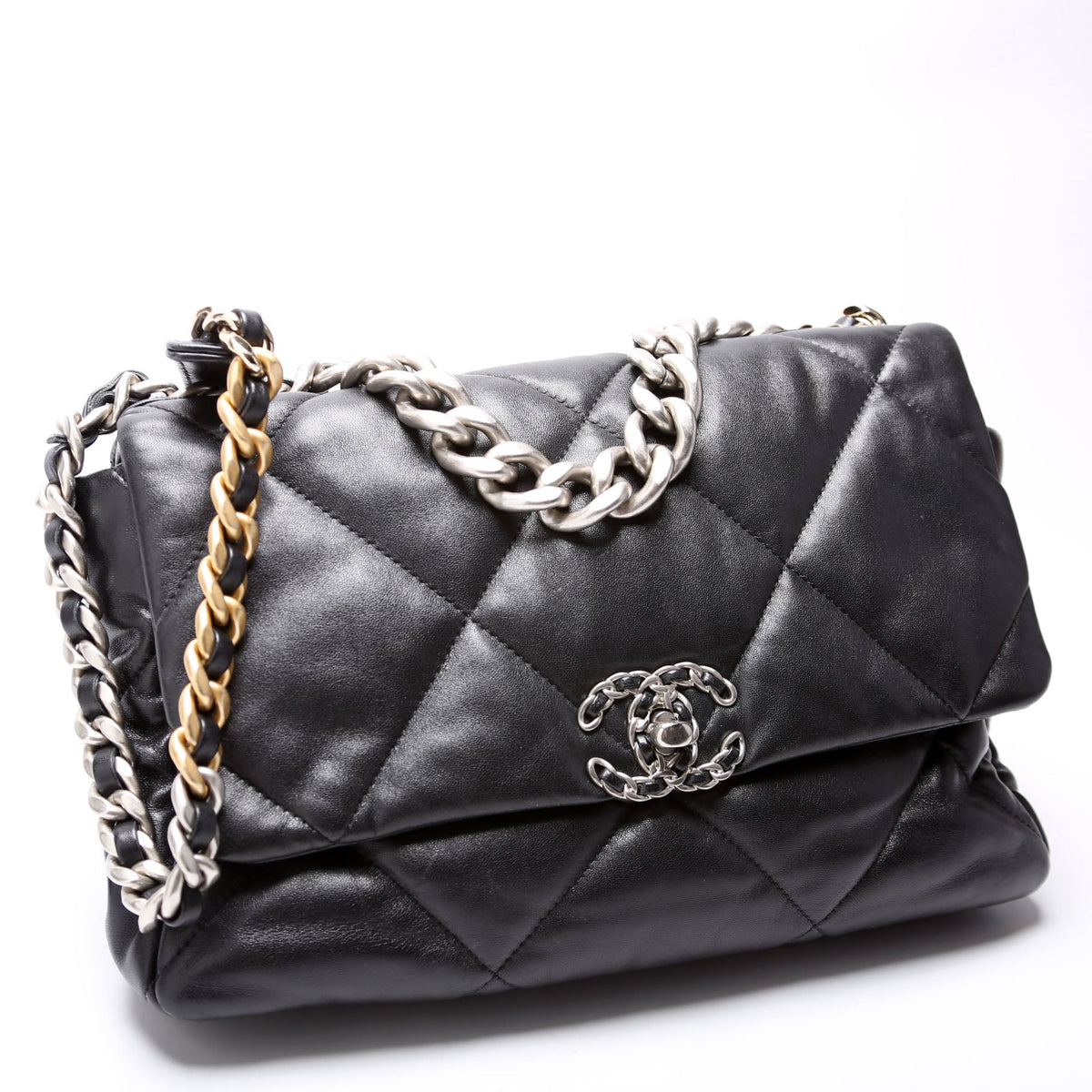 Quilted Goatskin 19 Large Flap RFID Black