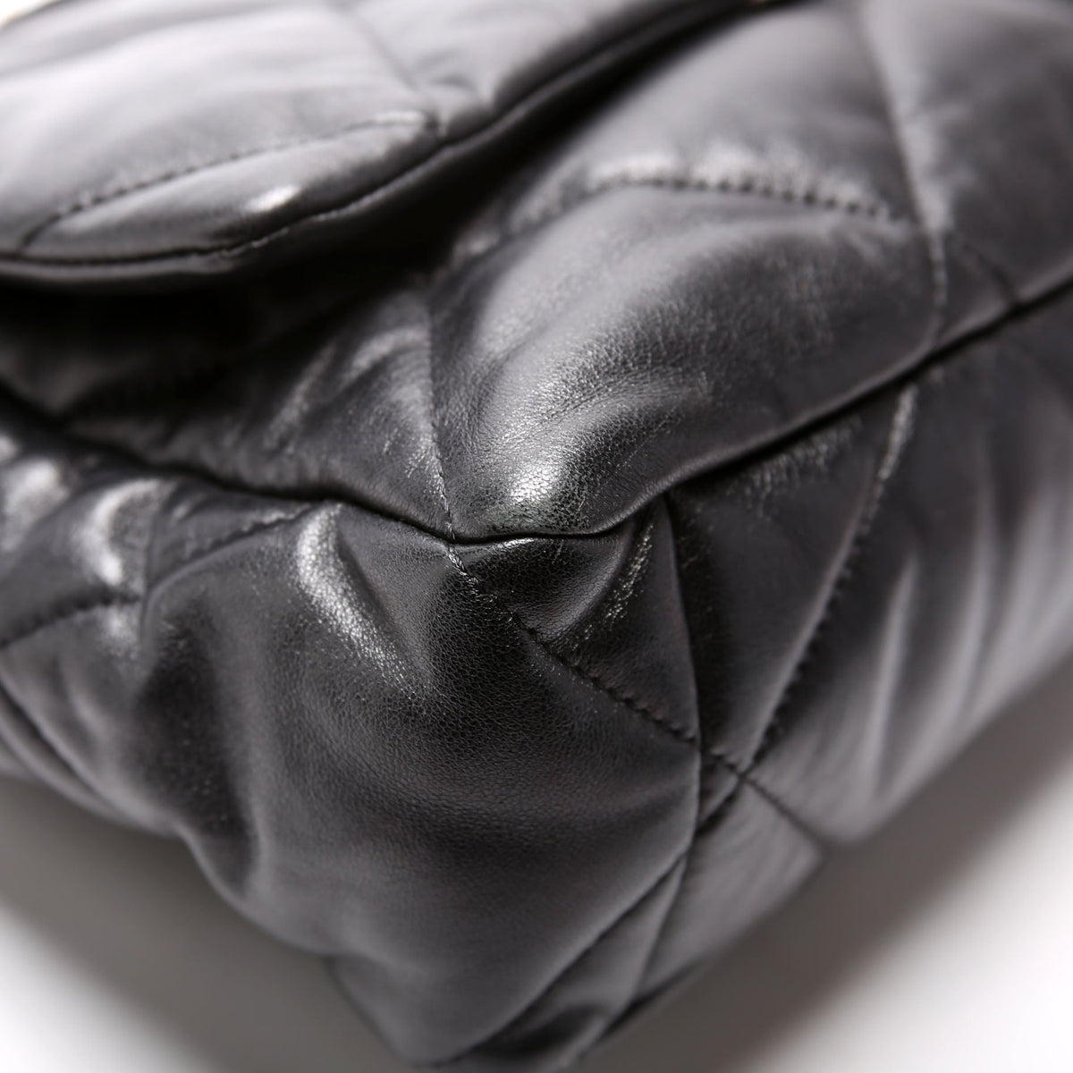 Quilted Goatskin 19 Large Flap RFID Black
