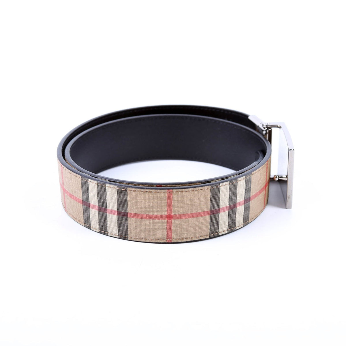 Plaque Buckle Vintage Check/Leather Reverse Size 75/30