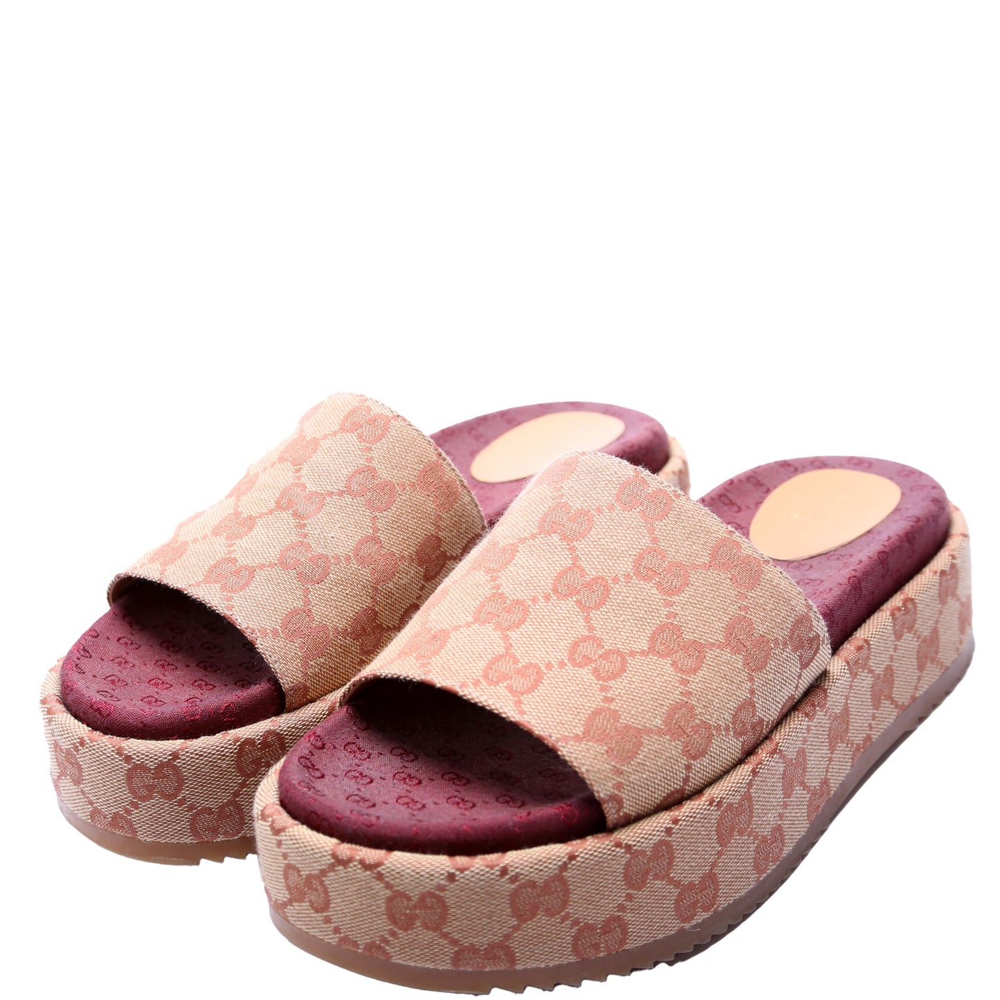 Gucci GG Canvas Platform Slides Size  Red