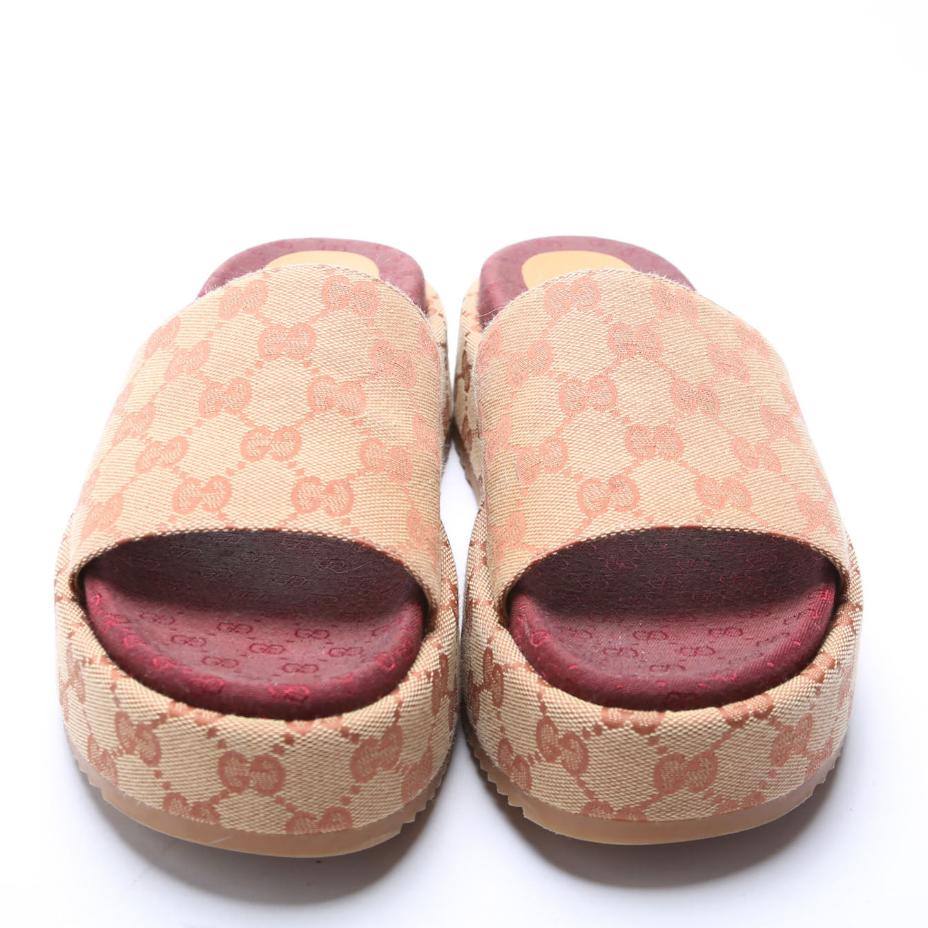 Gucci GG Canvas Platform Slides Size  Red