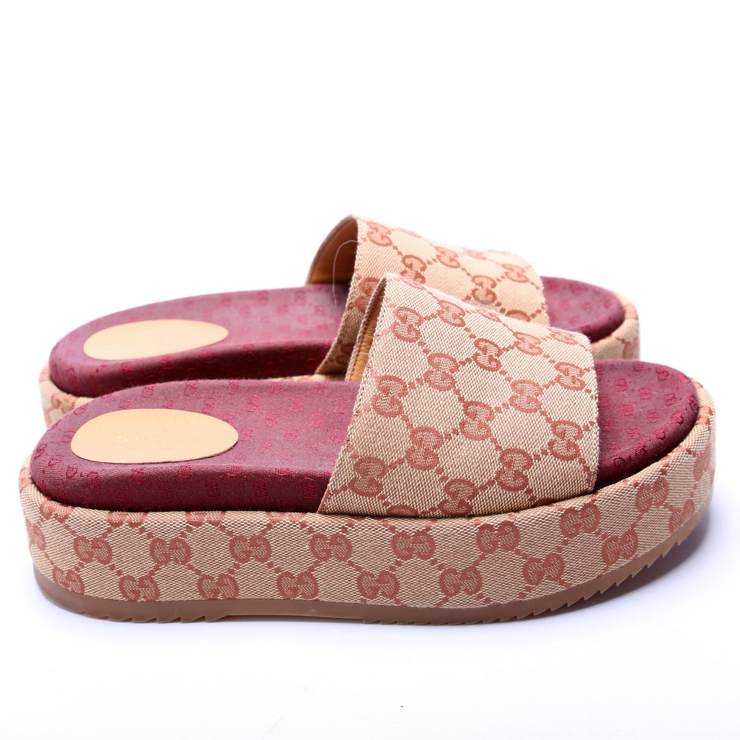 Gucci GG Canvas Platform Slides Size  Red