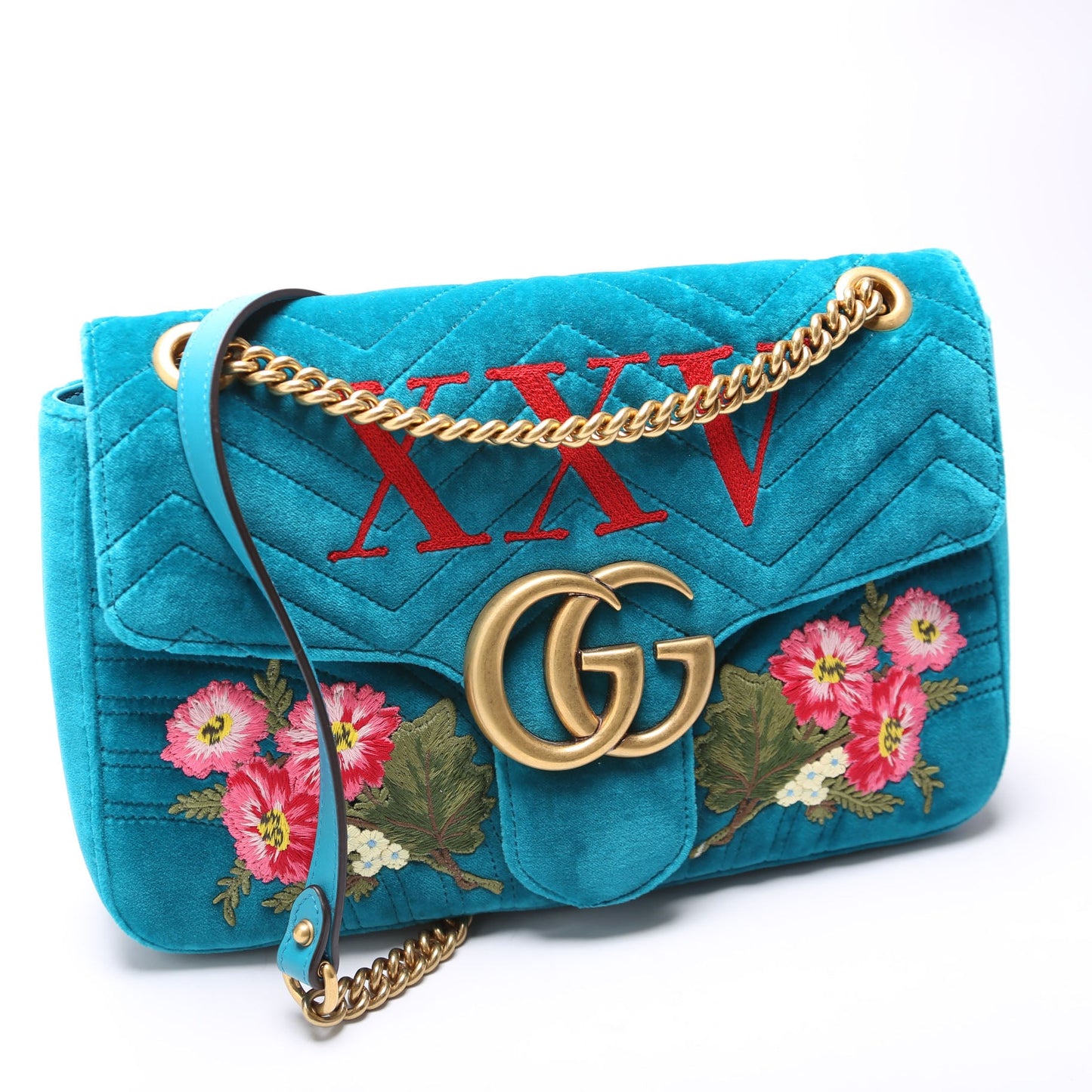 Gucci  th Anniversary XXV Marmont Velvet Shoulder Medium