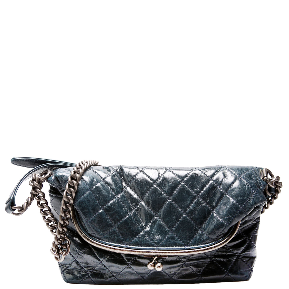 Tabatiere Kisslock Fold Over Quilted Aged Calfskin Bag 21M