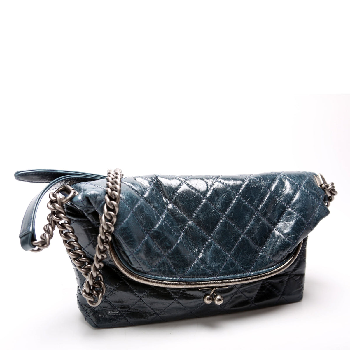 Tabatiere Kisslock Fold Over Quilted Aged Calfskin Bag 21M