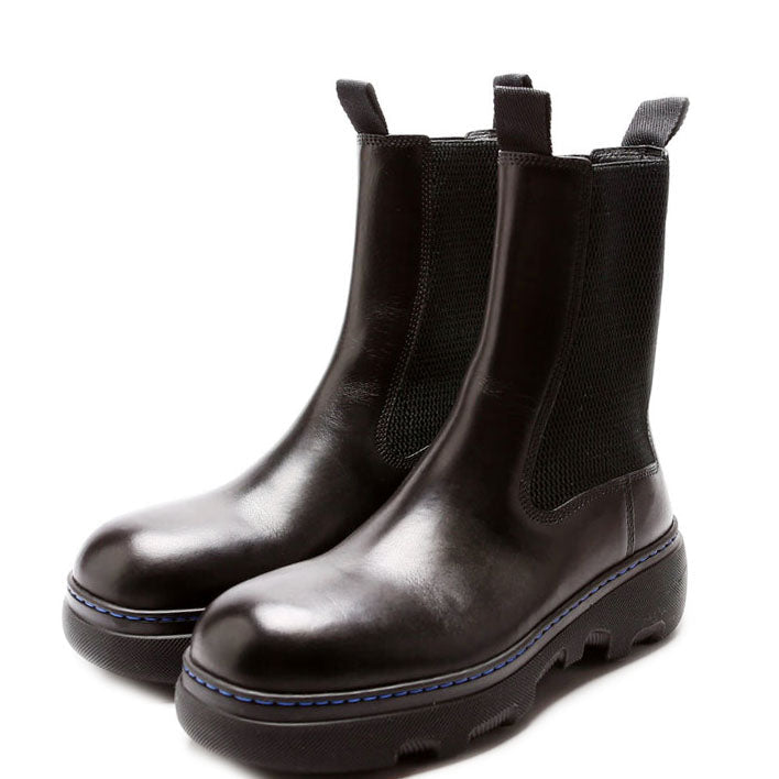 Round Toe Leather Boots Size 37.5