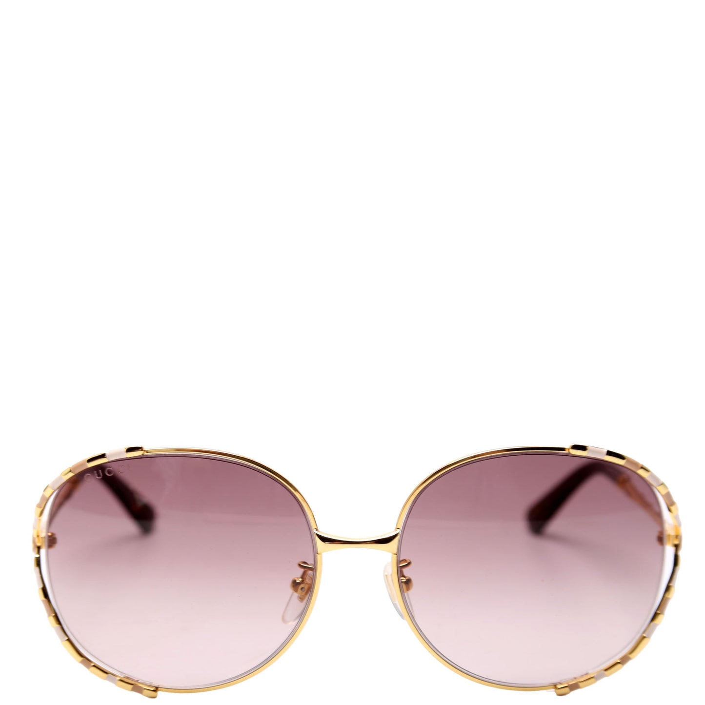 Gucci GGS Round Metal Frame Sunglasses Brown