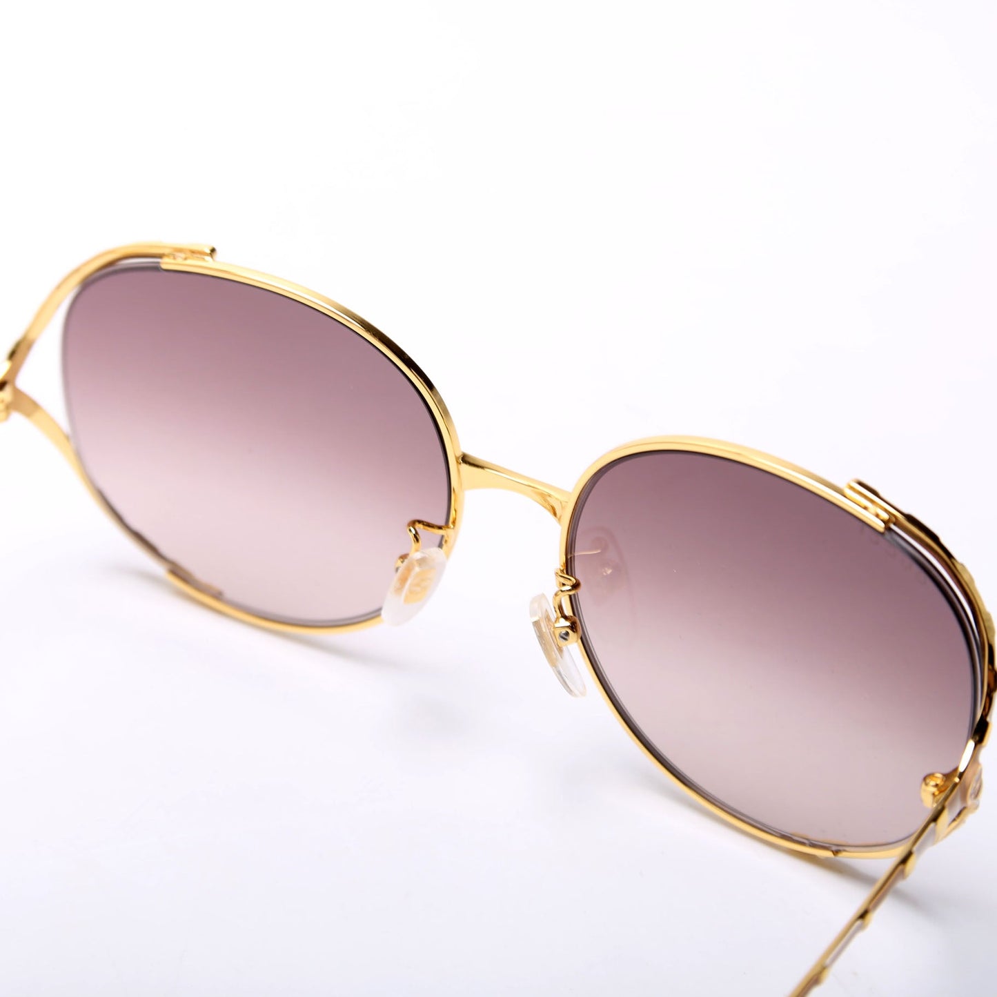 Gucci GGS Round Metal Frame Sunglasses Brown