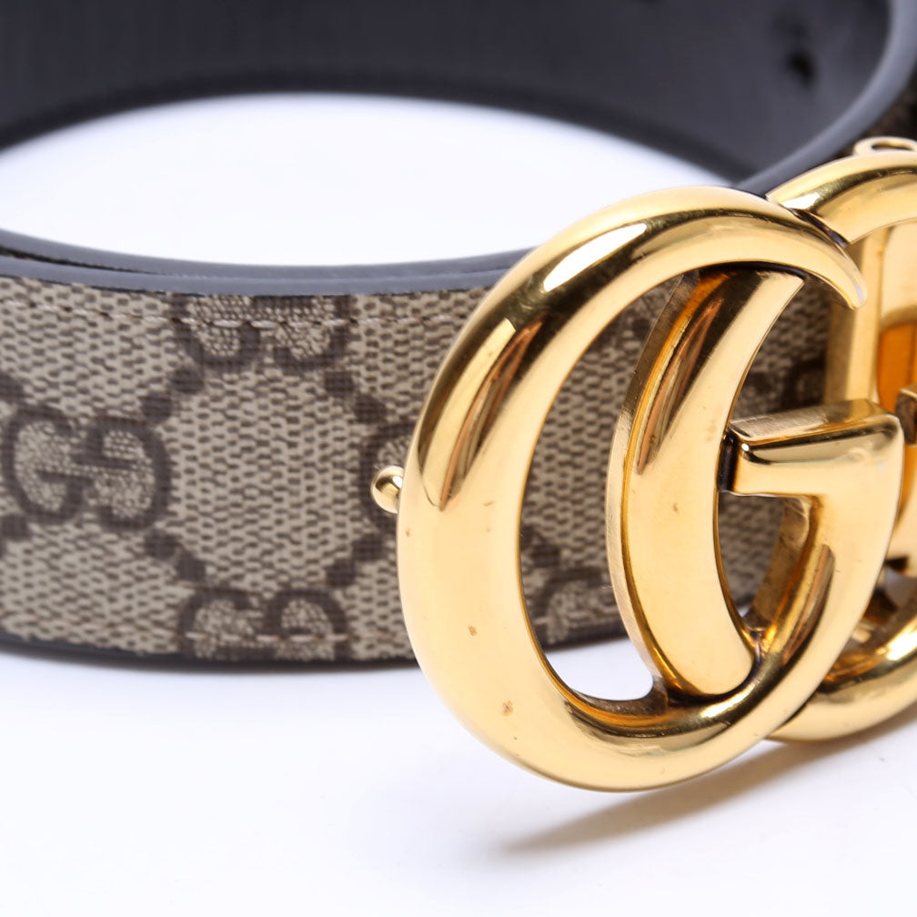 Gucci  GG Marmont Reversible Supreme/Leather Belt Size / Brown