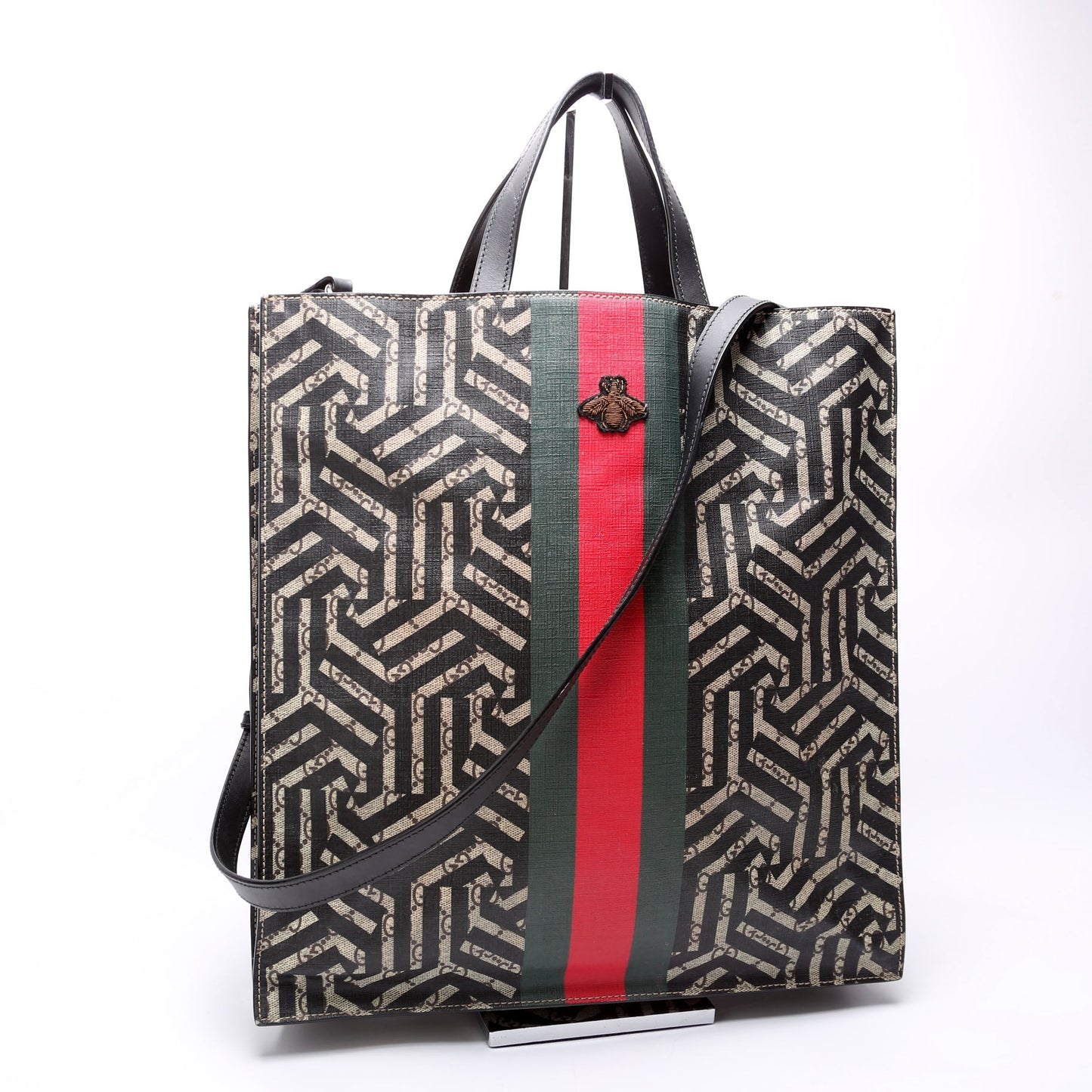 Gucci  Soft GG Supreme Caleido Web Vertical Tote Black/Beige