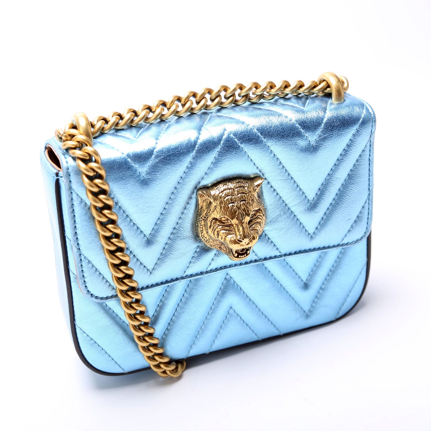 Gucci  Broadway Metalic Matelasse Shoulder Bag Blue