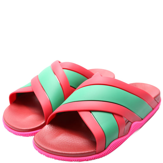 Gucci Criss Cross Web Rubber Slides Size