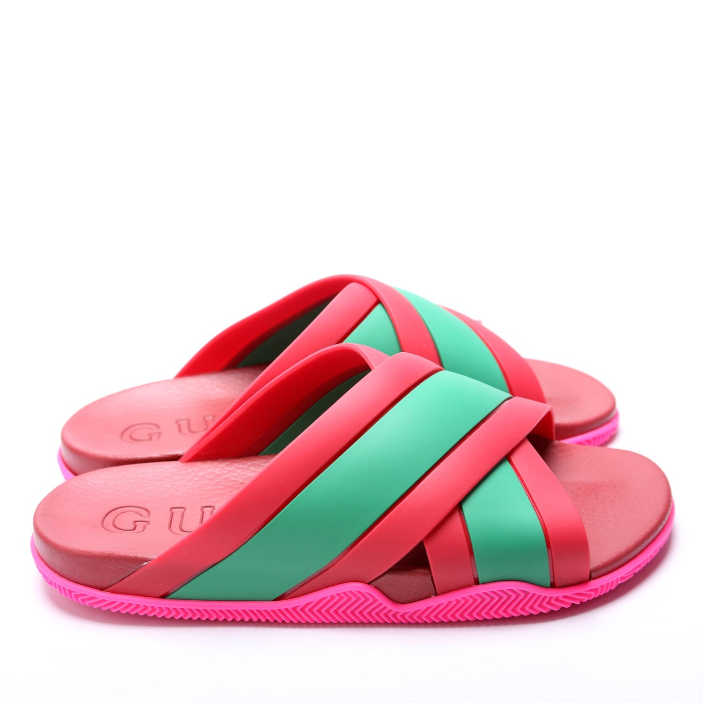 Gucci Criss Cross Web Rubber Slides Size