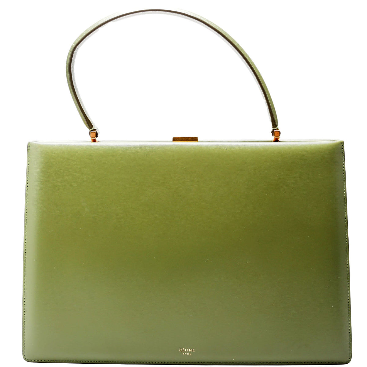 Clasp Medium Top Handle Bag Smooth Calfskin Green