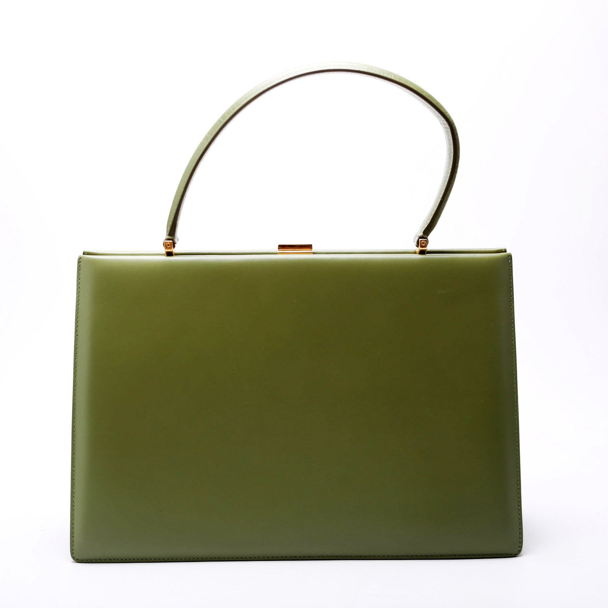 Clasp Medium Top Handle Bag Smooth Calfskin Green