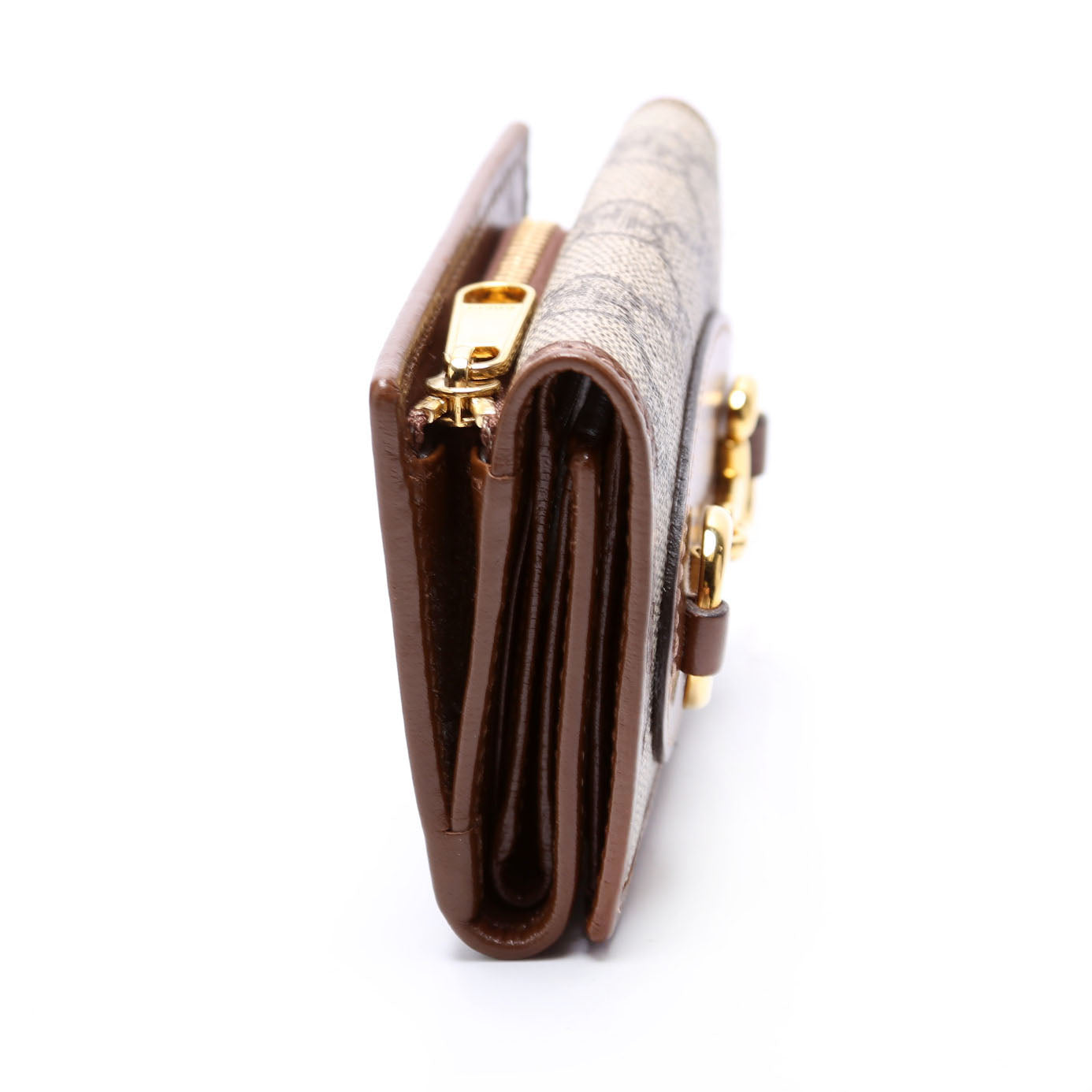 Gucci  Horsebit  GG Supreme Card Case Brown