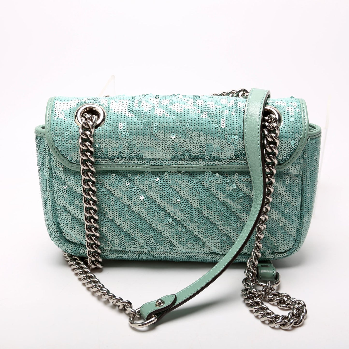 Gucci  Marmont Sequin Shoulder Mini Flap Teal