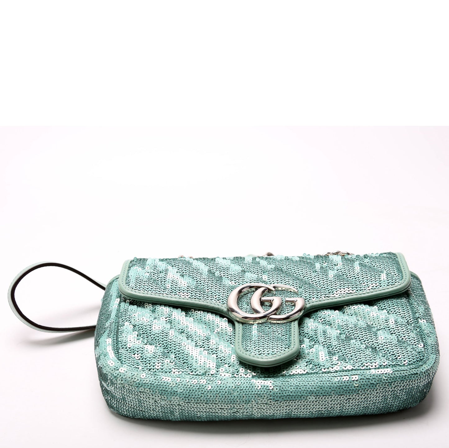 Gucci  Marmont Sequin Shoulder Mini Flap Teal