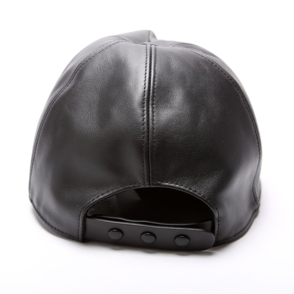 Bottle Cap Detail Leather Snapback Size L