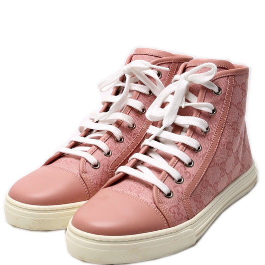 Gucci GG Canvas High Top Sneakers Size . Pink