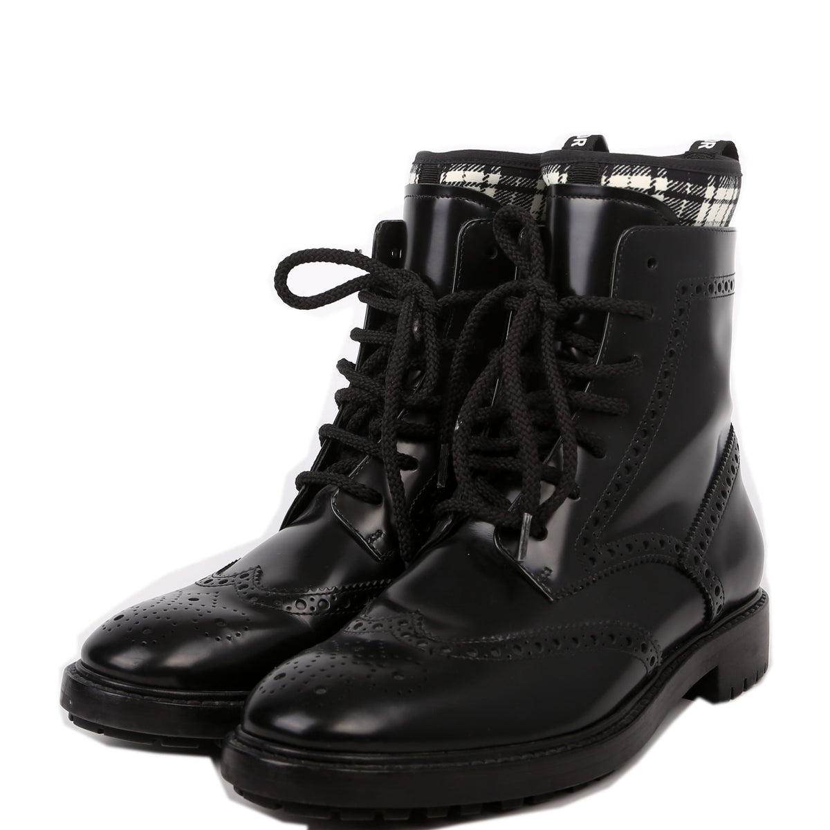 D-Order Lace-Up Calfskin Boots Size 37 Black