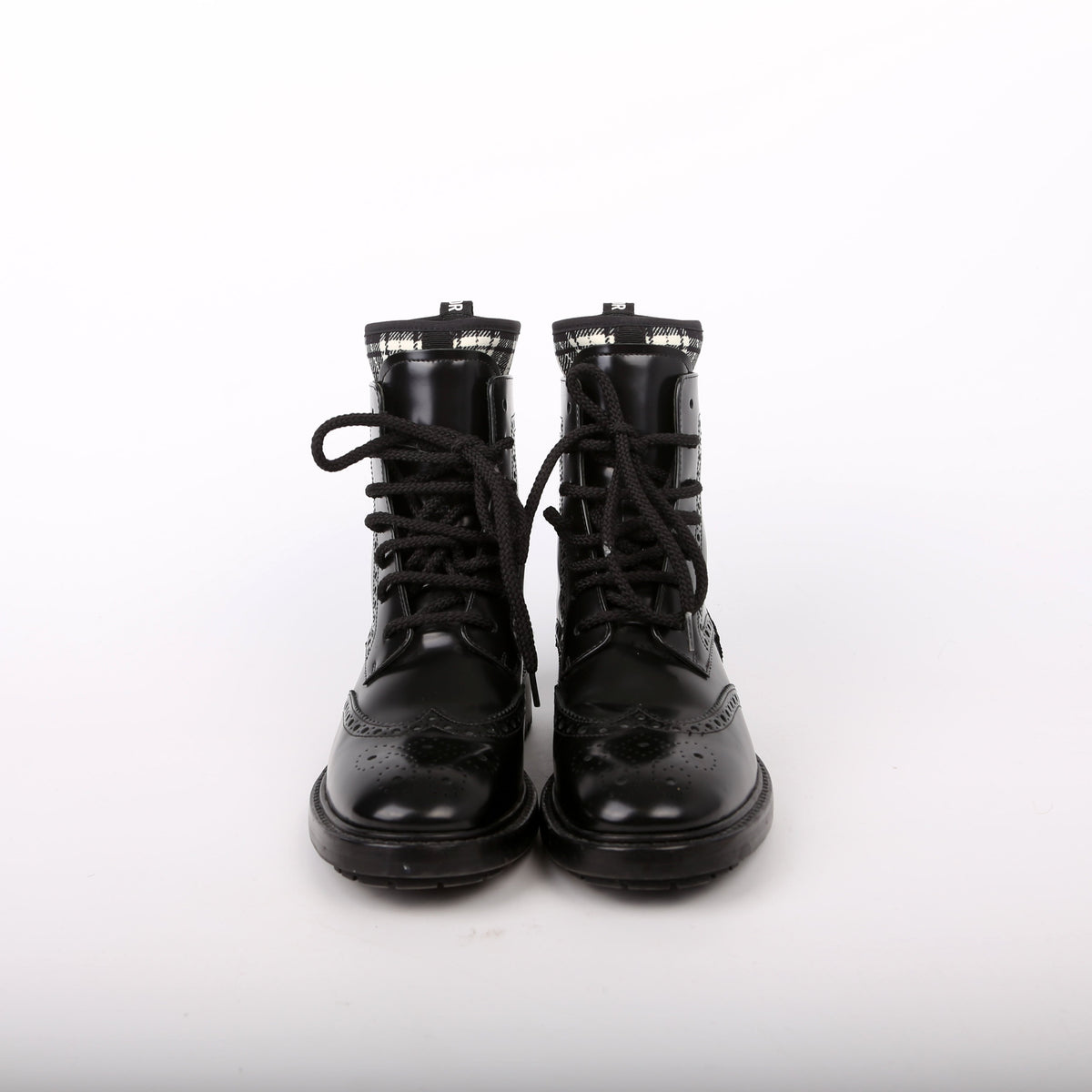 D-Order Lace-Up Calfskin Boots Size 37 Black