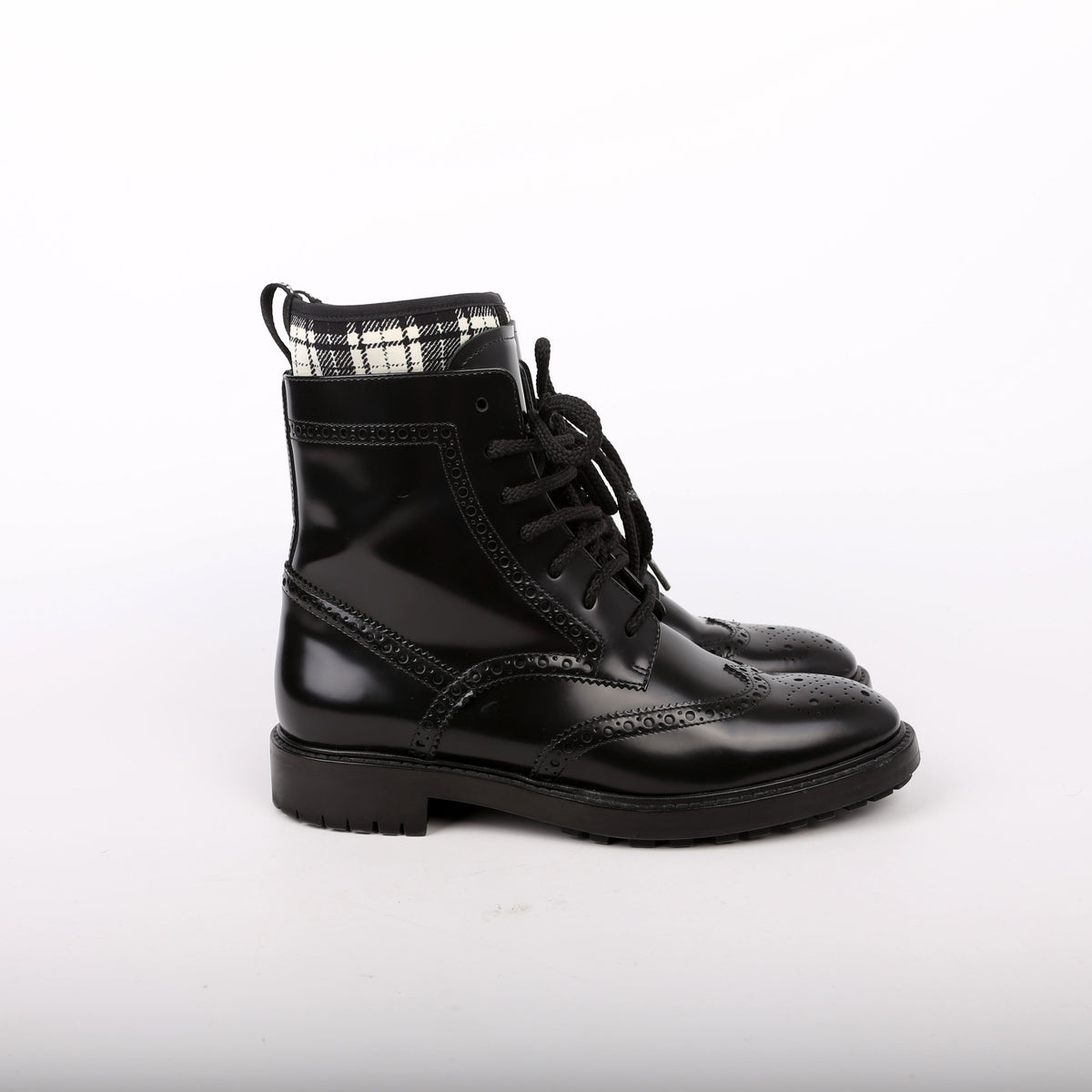 D-Order Lace-Up Calfskin Boots Size 37 Black