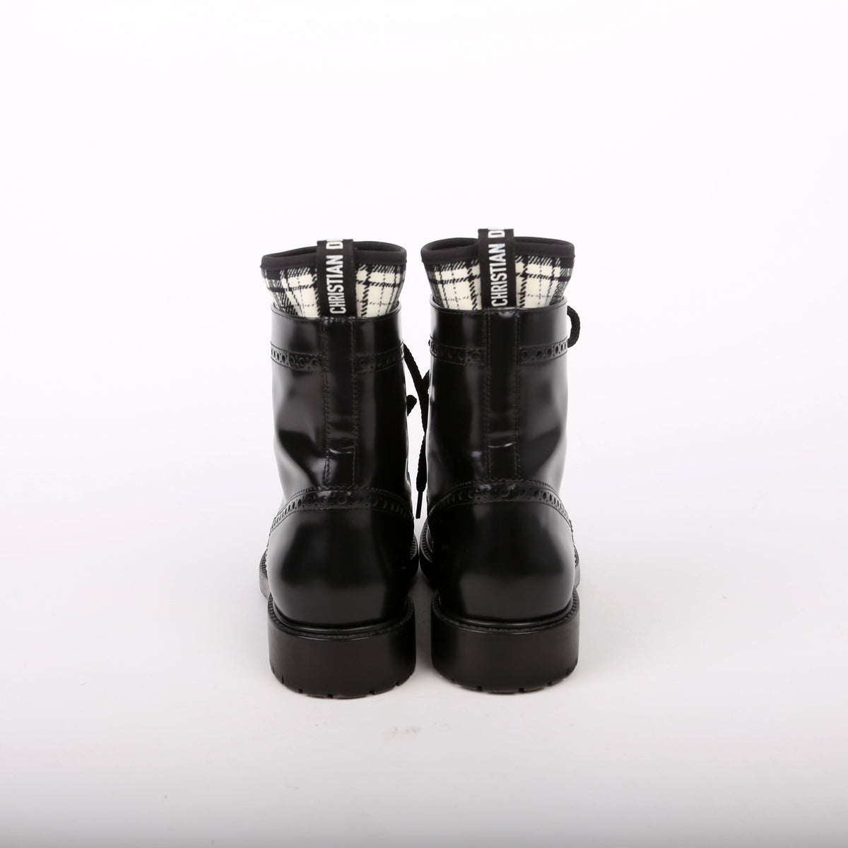D-Order Lace-Up Calfskin Boots Size 37 Black