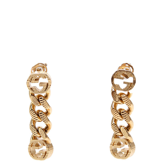 Gucci Interlocking G Chain Link Drop Earrings Gold