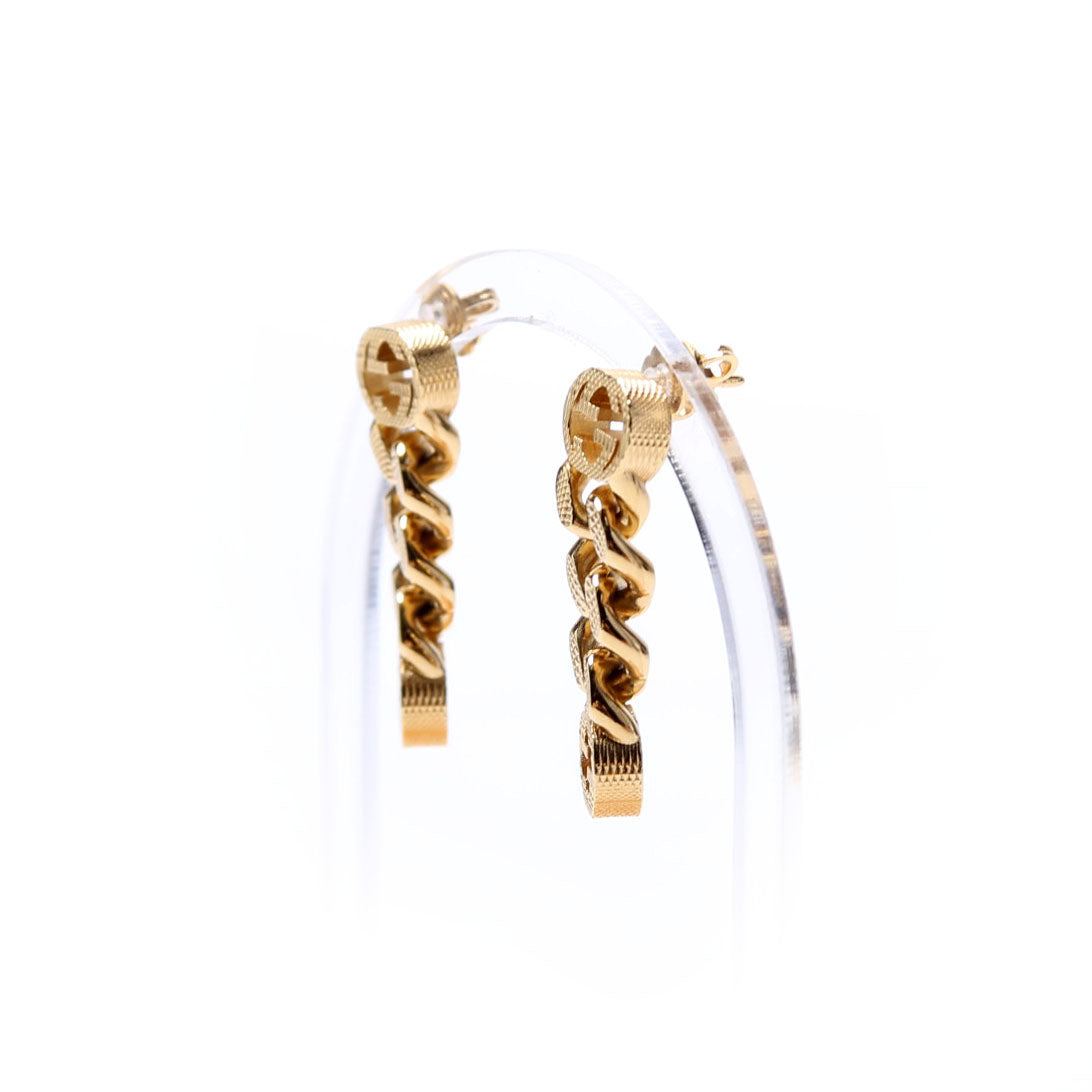 Gucci Interlocking G Chain Link Drop Earrings Gold