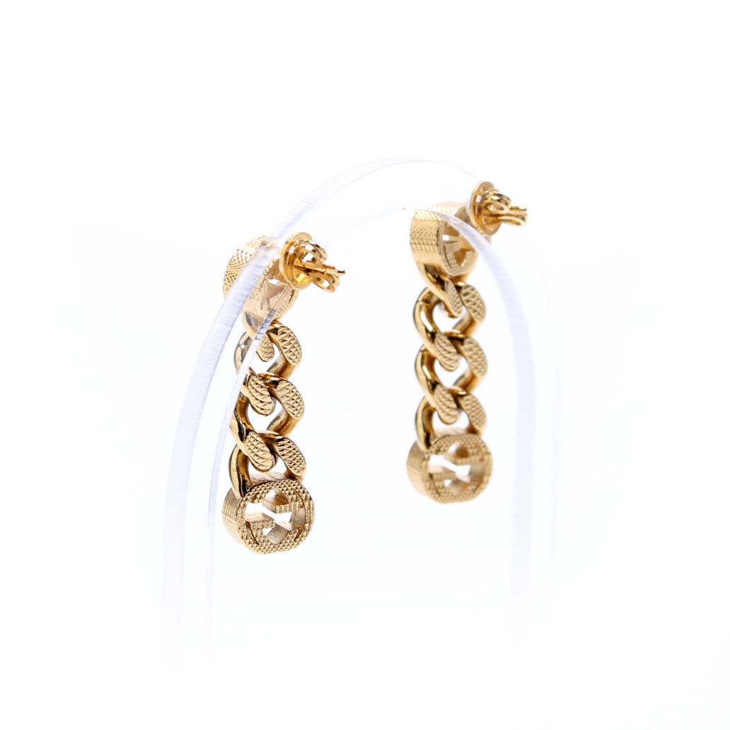 Gucci Interlocking G Chain Link Drop Earrings Gold