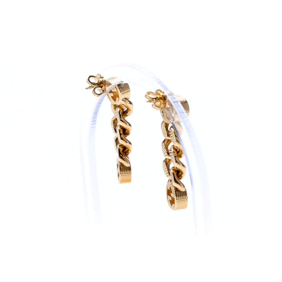 Gucci Interlocking G Chain Link Drop Earrings Gold