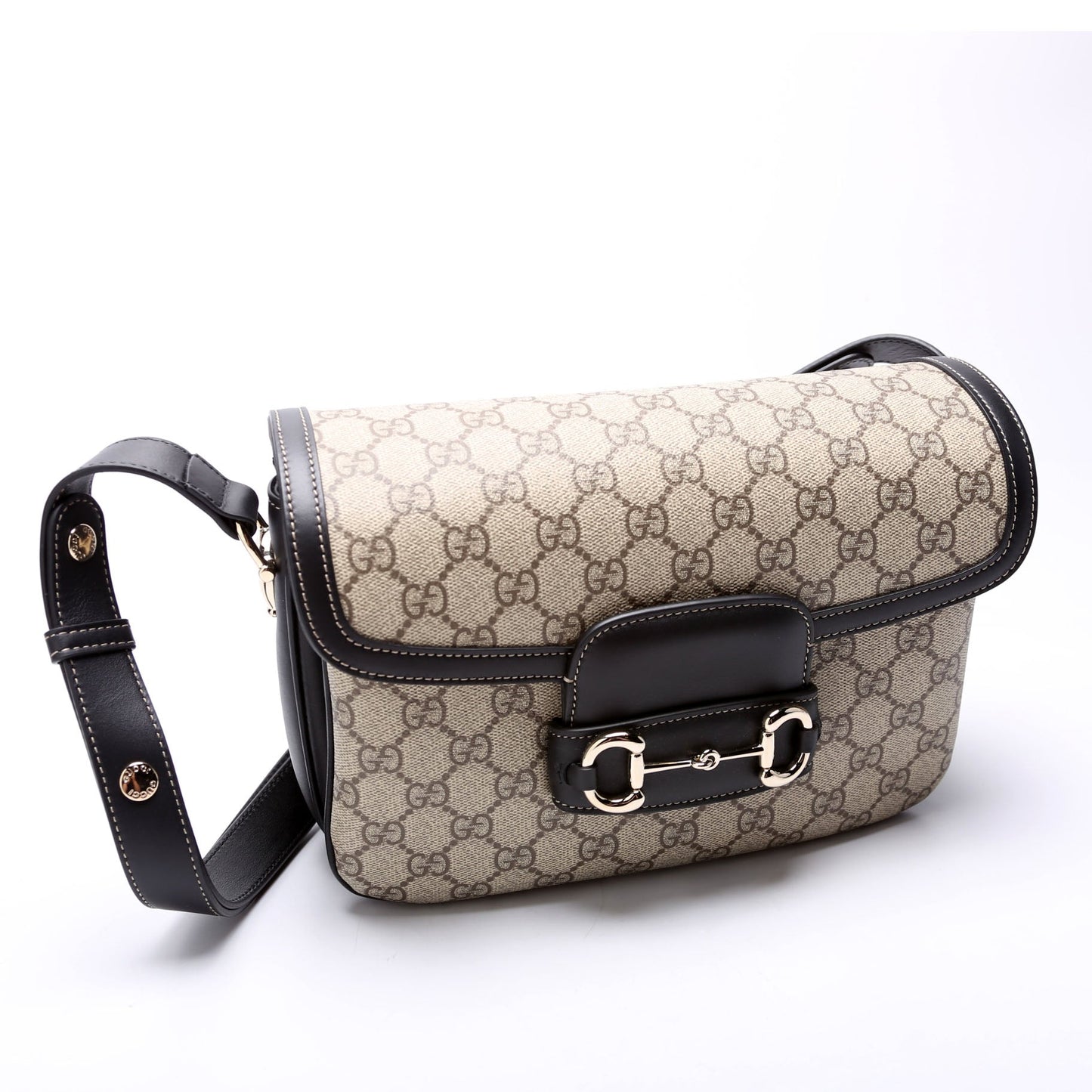 Gucci  GG Supreme  Horsebit Soft Medium Shoulder Bag Black