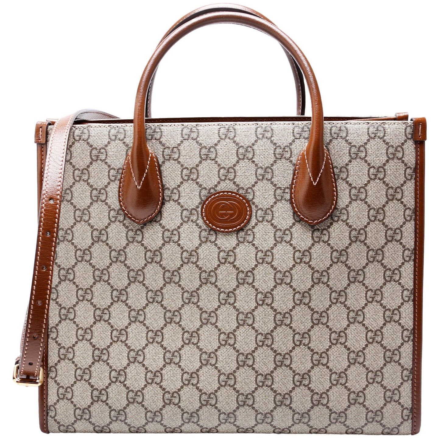 Gucci  GG Canvas Interlocking GG Small Tote Brown