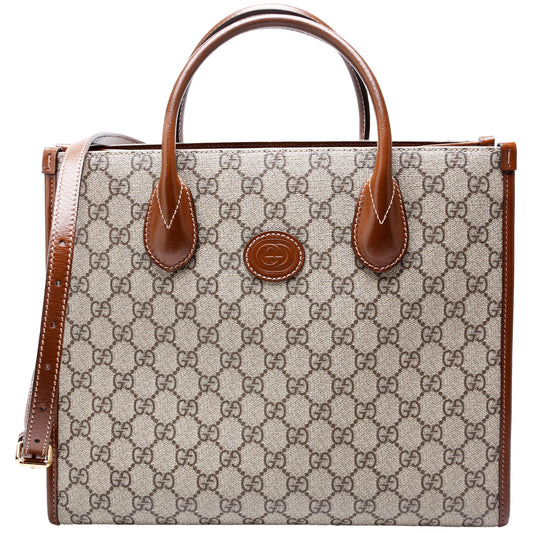 Gucci  GG Canvas Interlocking GG Small Tote Brown