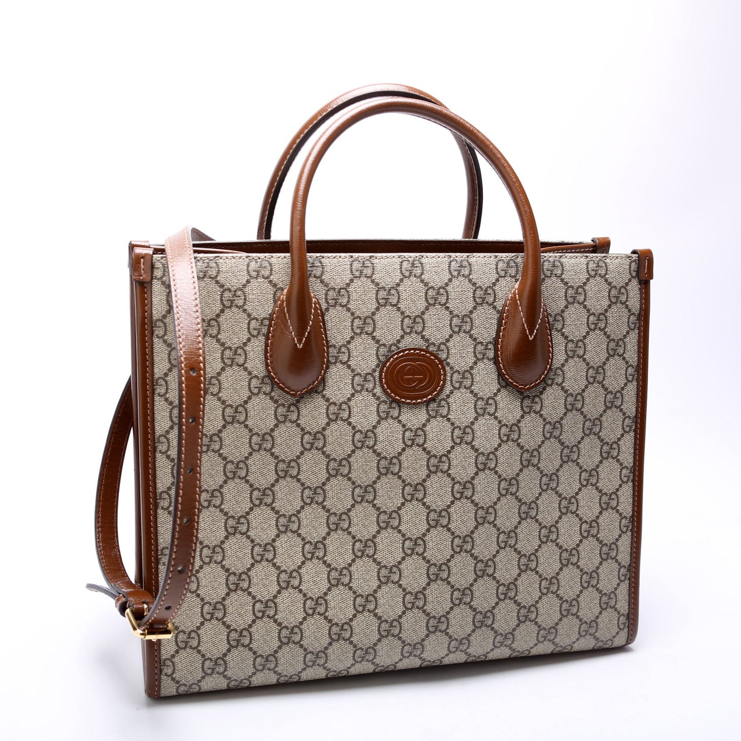 Gucci  GG Canvas Interlocking GG Small Tote Brown