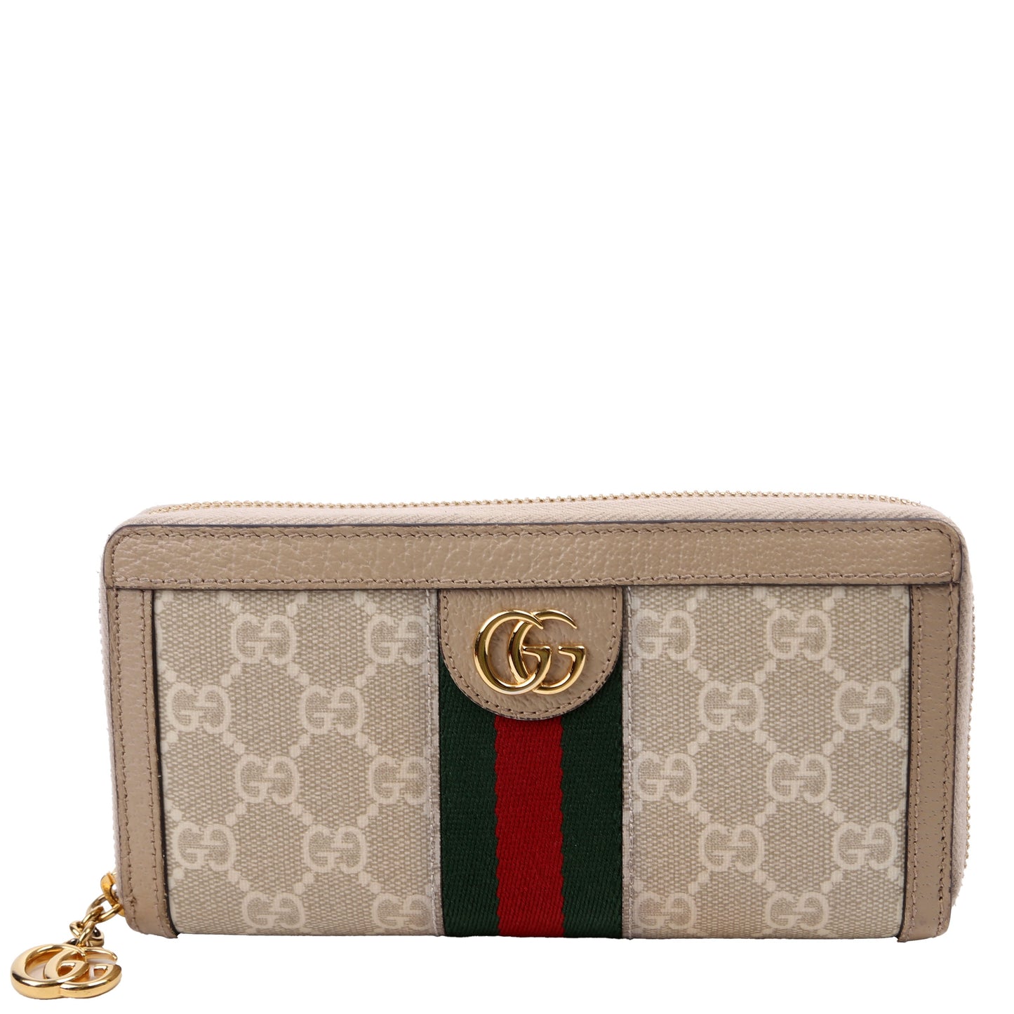Gucci  GG Supreme Ophidia Zip Wallet Tan