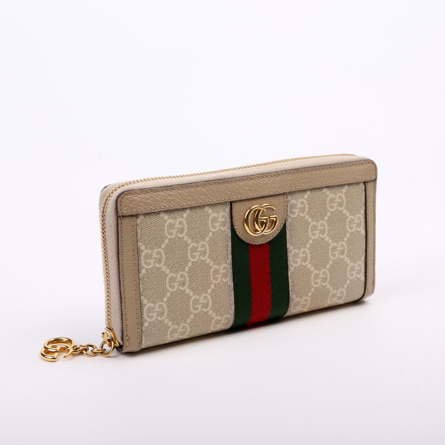 Gucci  GG Supreme Ophidia Zip Wallet Tan