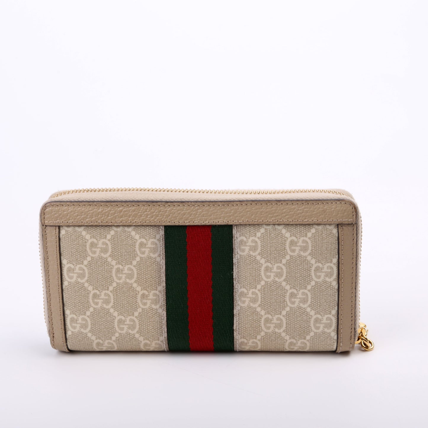 Gucci  GG Supreme Ophidia Zip Wallet Tan