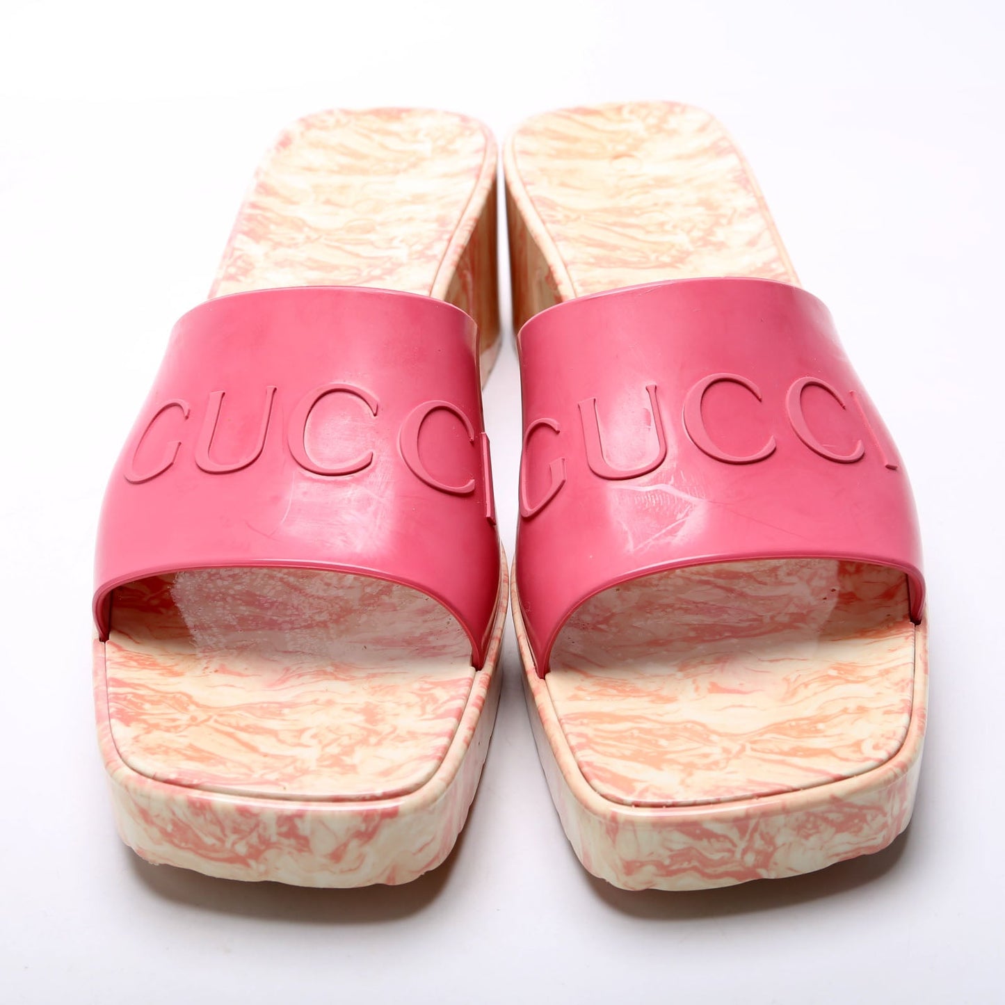 Gucci Logo Rubber Slide Sandals Size  Pink
