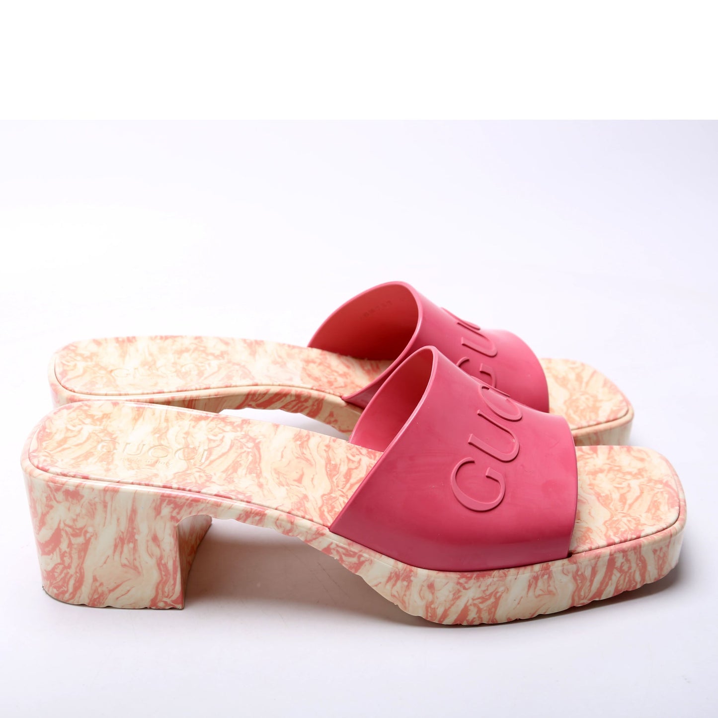 Gucci Logo Rubber Slide Sandals Size  Pink
