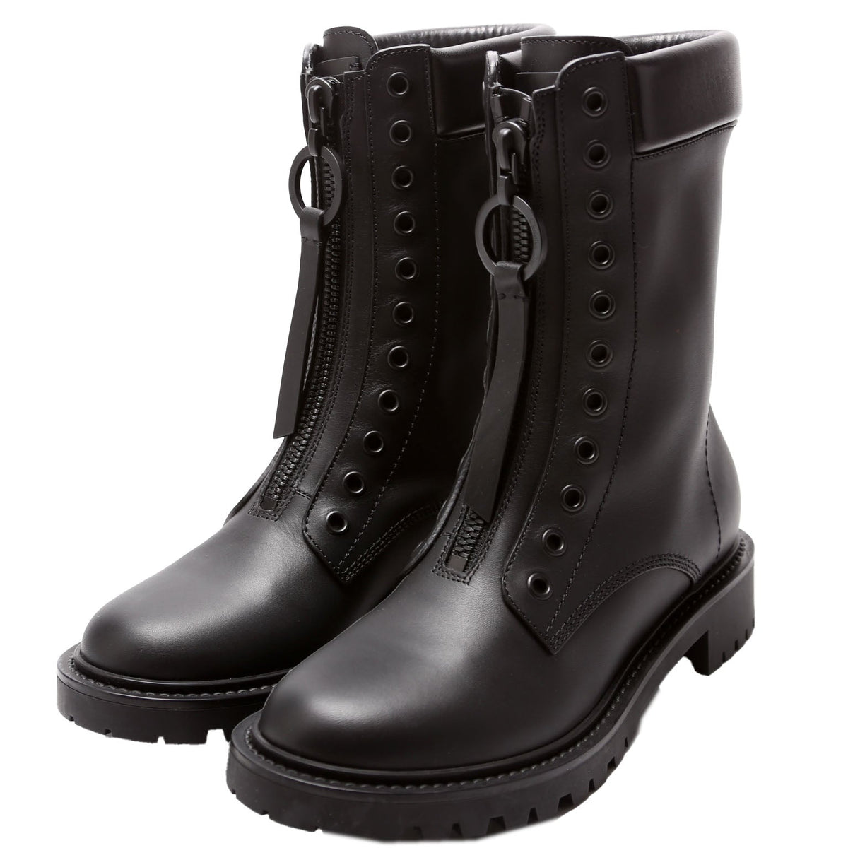 Zip Up Combat Boots Leather Size 35.5
