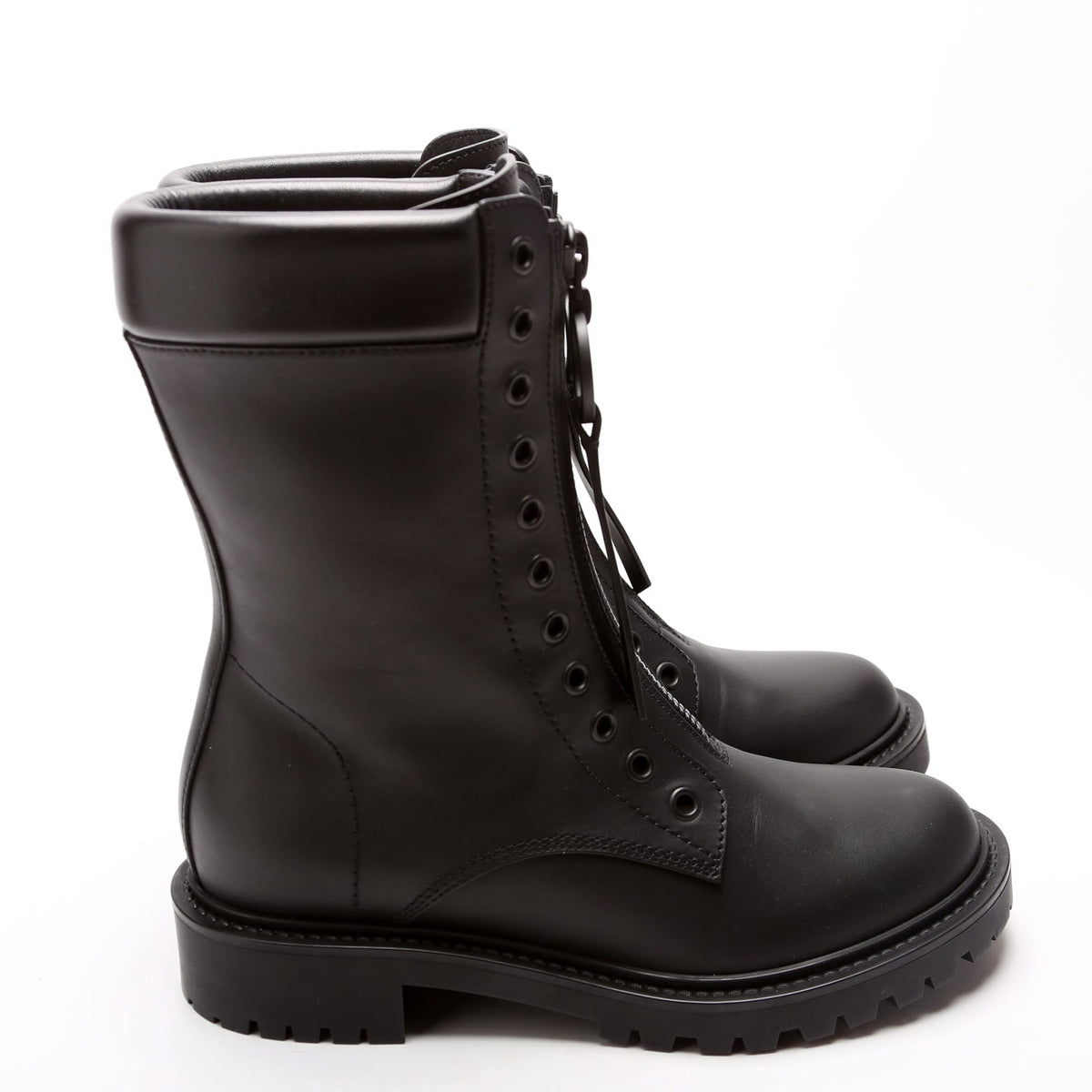 Zip Up Combat Boots Leather Size 35.5