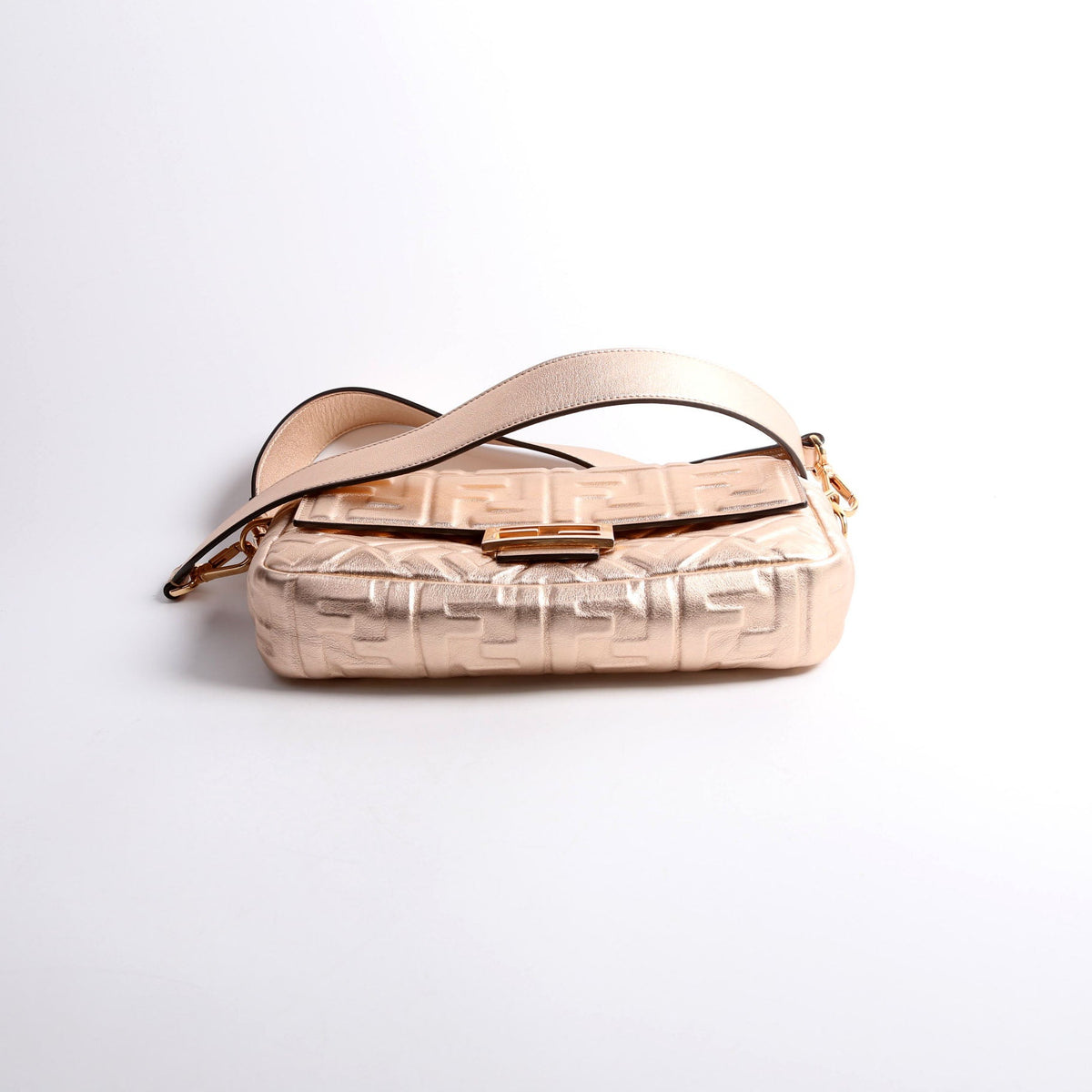 8BR600 Baguette FF Embossed Metallic Nappa Rose Gold