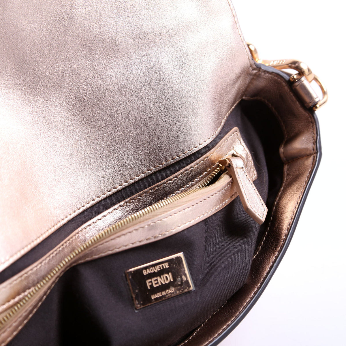 8BR600 Baguette FF Embossed Metallic Nappa Rose Gold