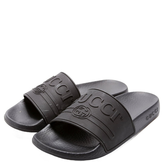Gucci Logo Rubber Slides Size  Black