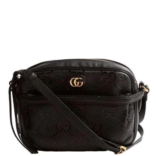 Gucci  GG Star Embossed Leather Small Shoulder Bag Black
