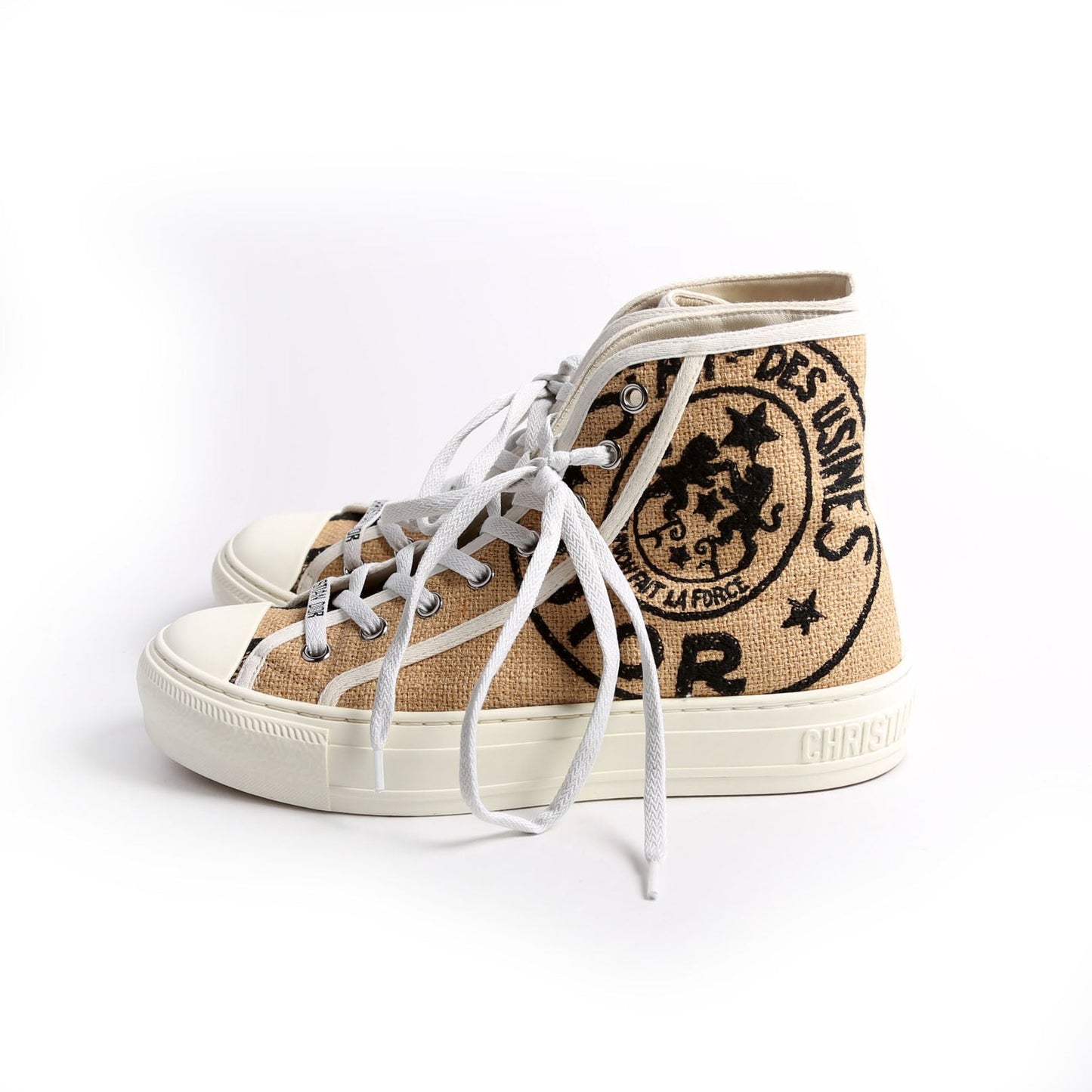 Walk'N'Dior Embroidered Jute Sneakers Beige